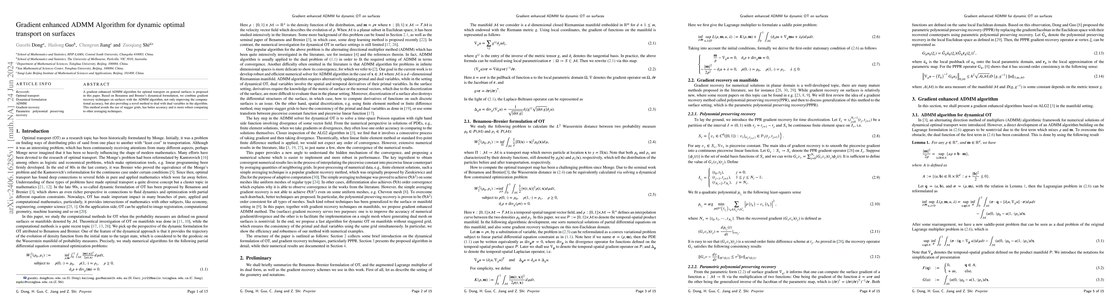 Thumbnail for Gradient enhanced ADMM Algorithm for dynamic optimal transport on
  surfaces