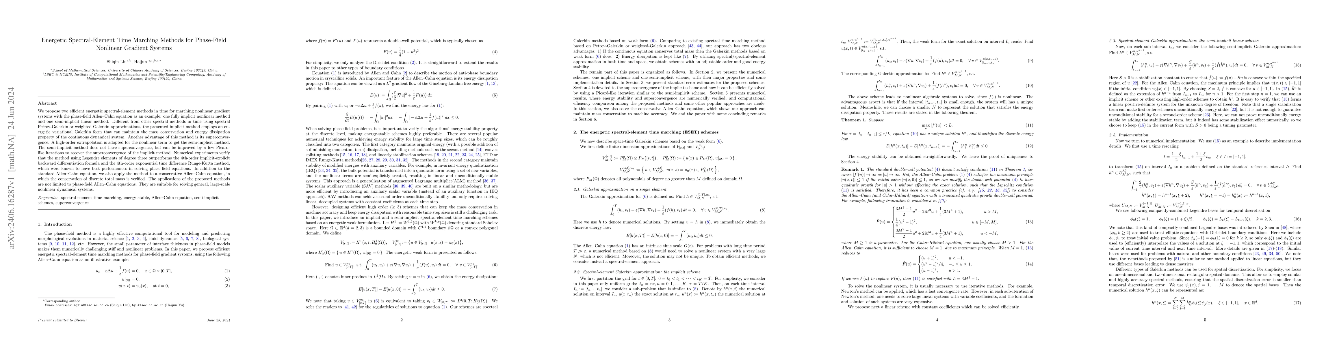Thumbnail for Energetic Spectral-Element Time Marching Methods for Phase-Field
  Nonlinear Gradient Systems