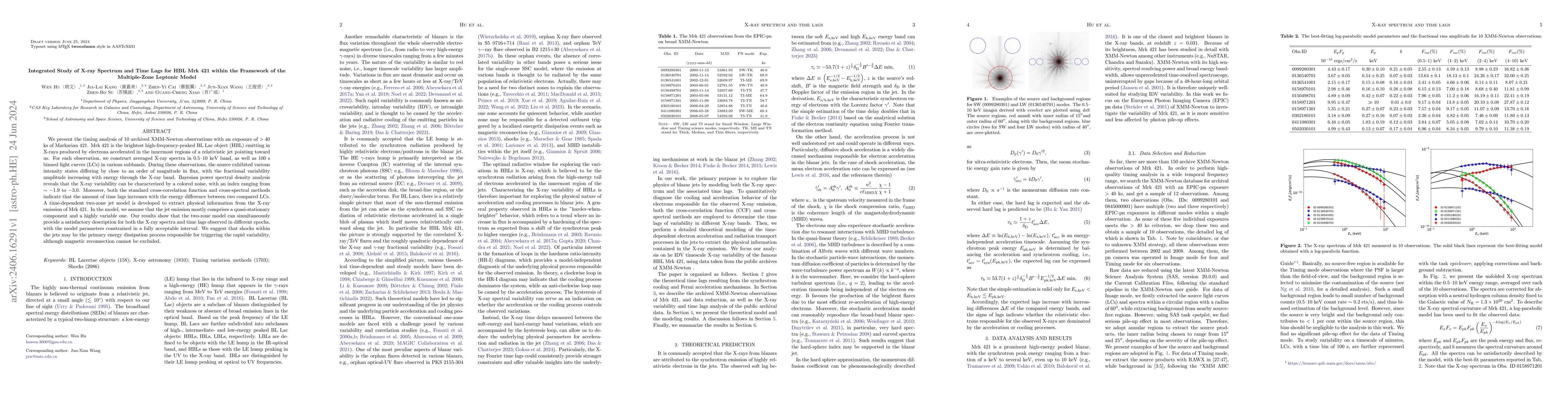 Thumbnail for Integrated Study of X-ray Spectrum and Time Lags for HBL Mrk 421 within
  the Framework of the Multiple-Zone Leptonic Model