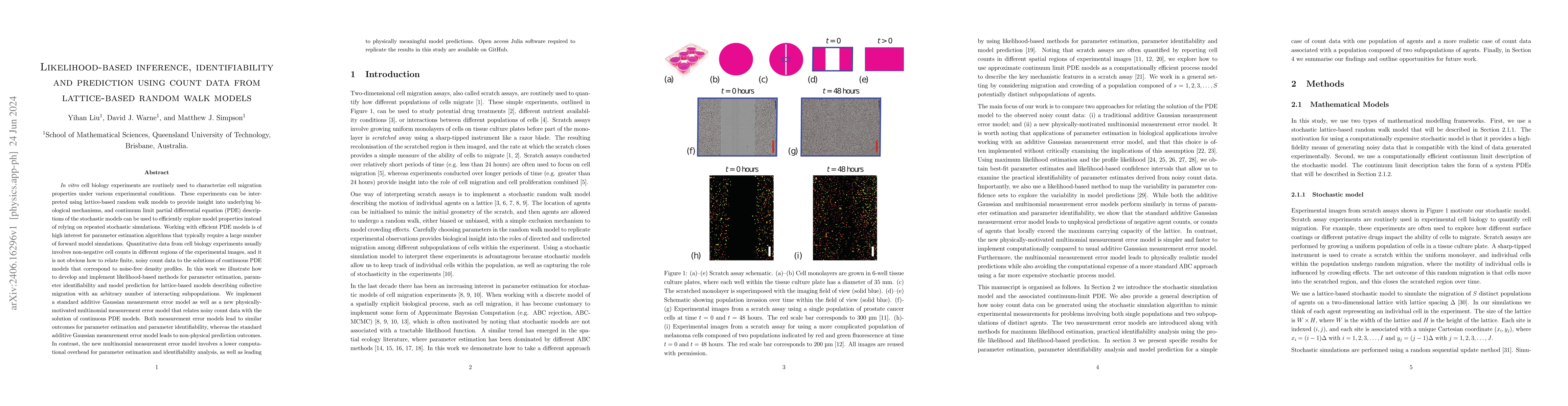 Thumbnail for Likelihood-based inference, identifiability and prediction using count
  data from lattice-based random walk models