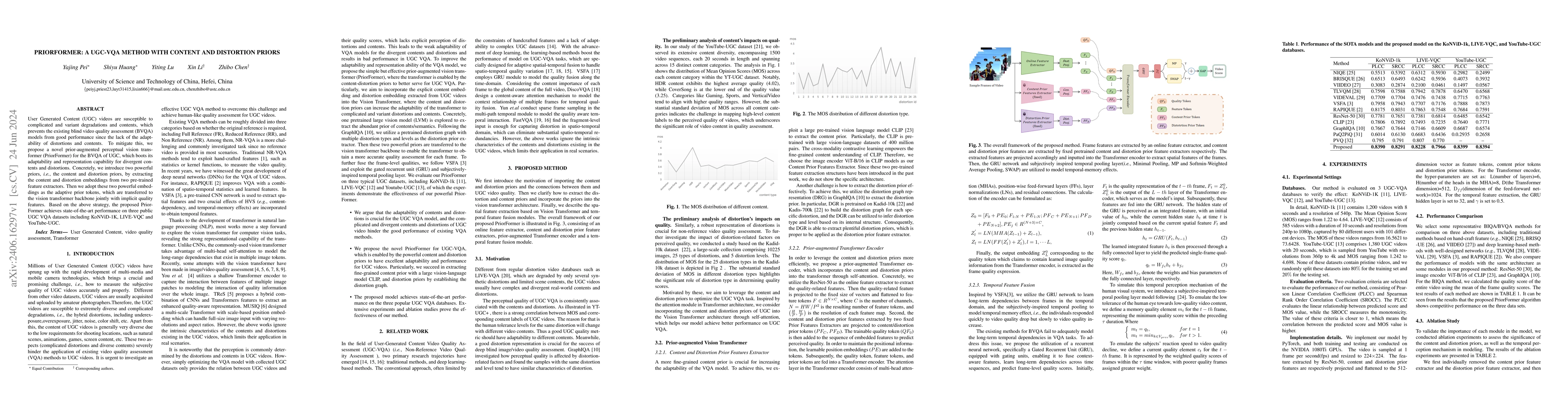 Thumbnail for Priorformer: A UGC-VQA Method with content and distortion priors