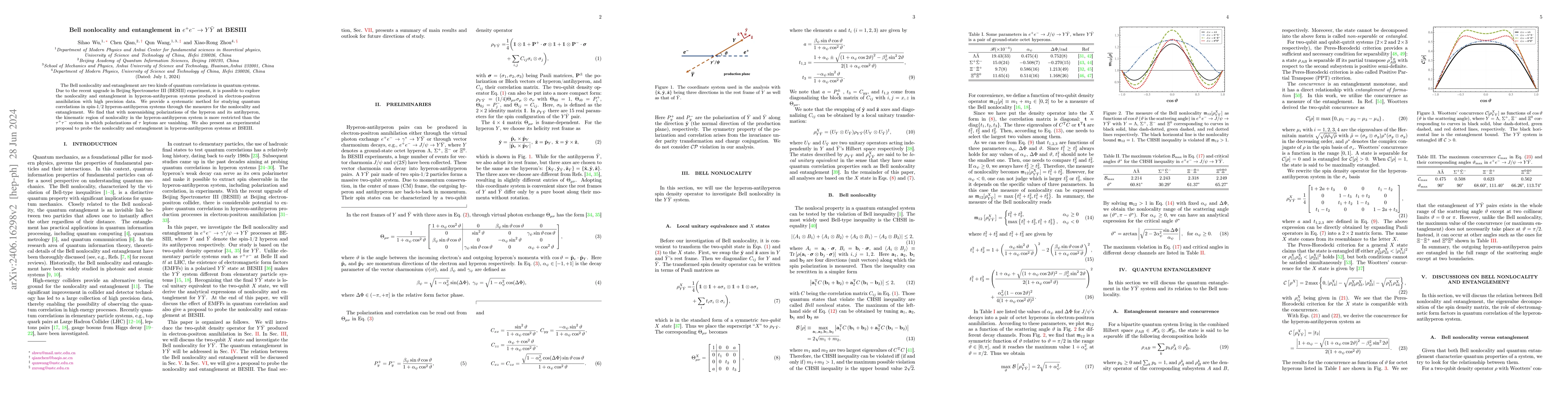 Thumbnail for Bell nonlocality and entanglement in $e^{+}e^{-} \rightarrow Y\bar{Y}$
  at BESIII