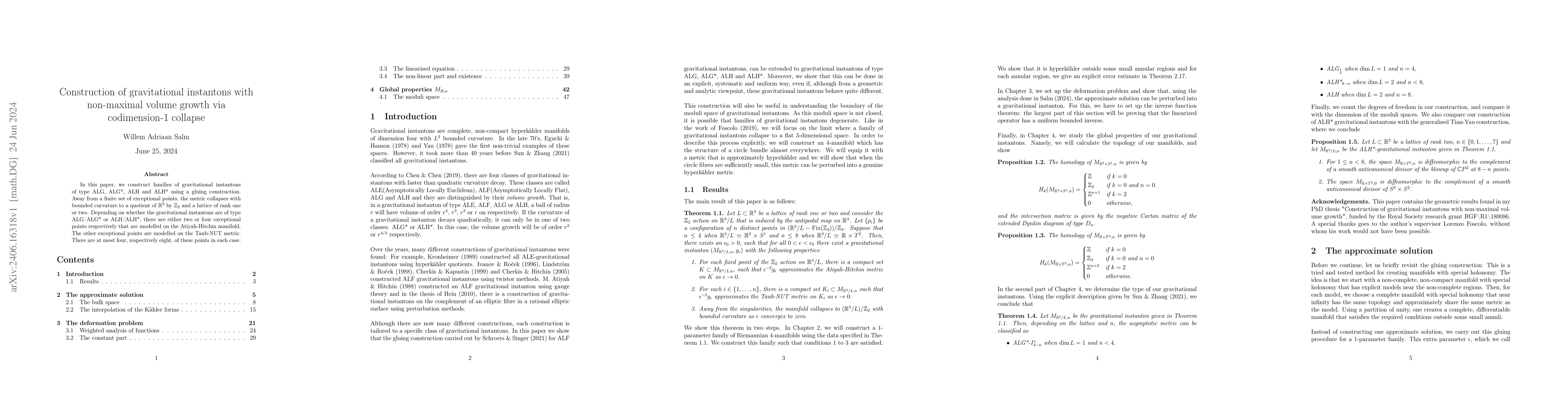 Thumbnail for Construction of gravitational instantons with non-maximal volume growth
  via codimension-1 collapse