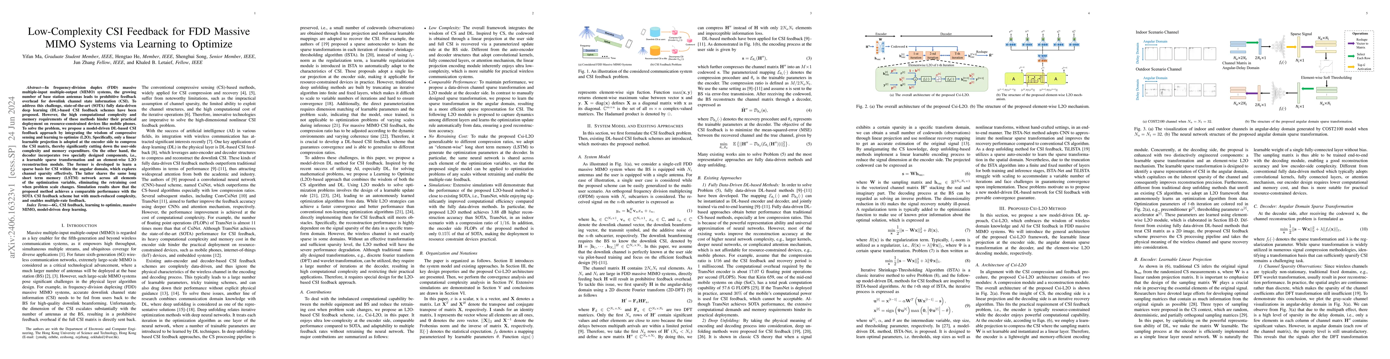 Thumbnail for Low-Complexity CSI Feedback for FDD Massive MIMO Systems via Learning to
  Optimize