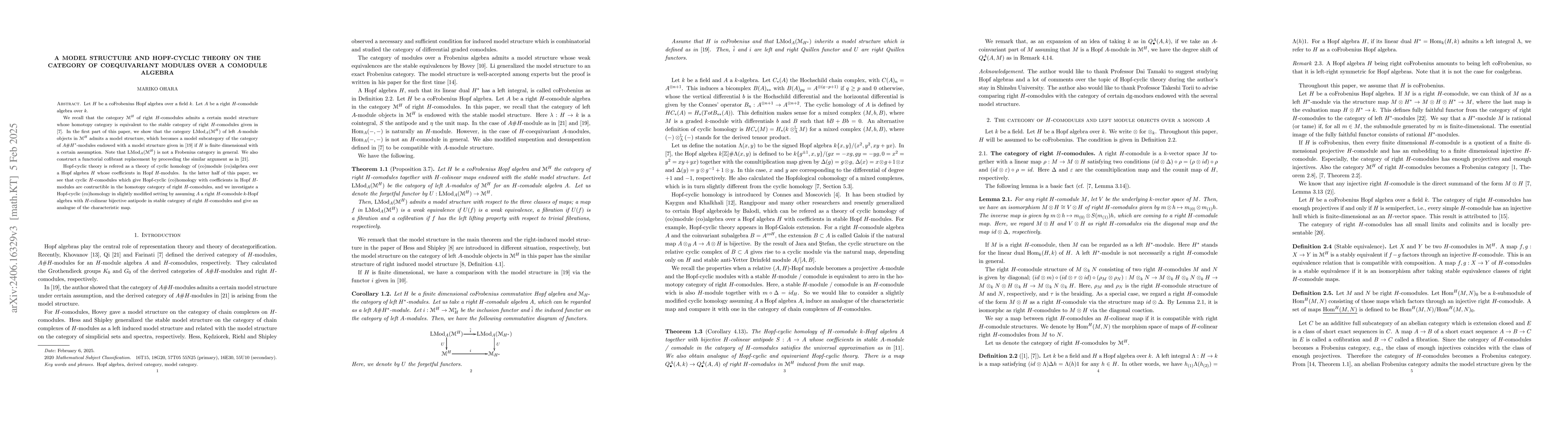 Thumbnail for A model structure and Hopf-cyclic theory on the category of
  coequivariant modules over a comodule algebra