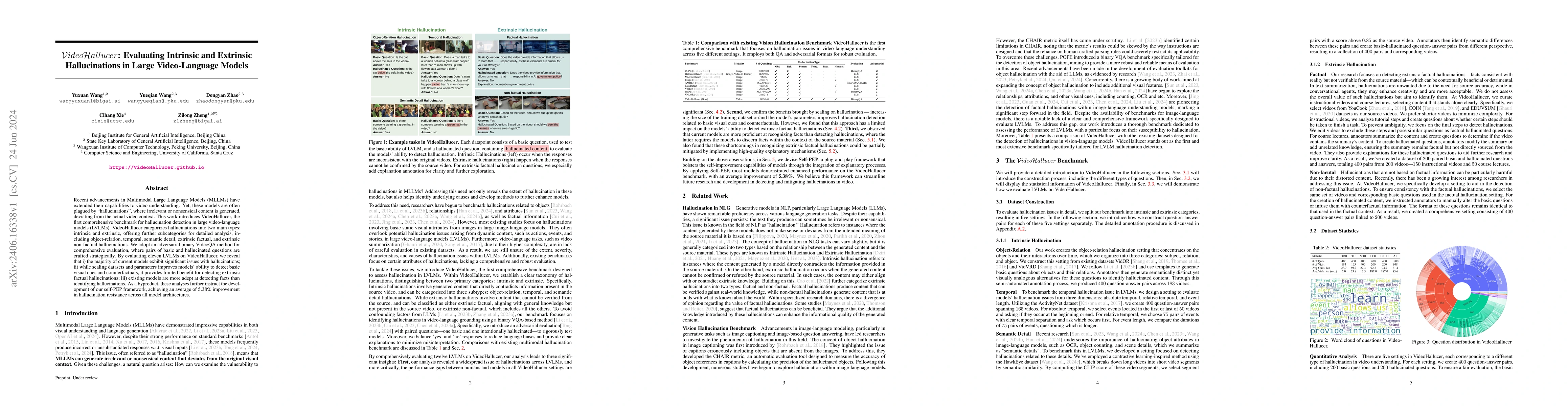 Thumbnail for VideoHallucer: Evaluating Intrinsic and Extrinsic Hallucinations in
  Large Video-Language Models
