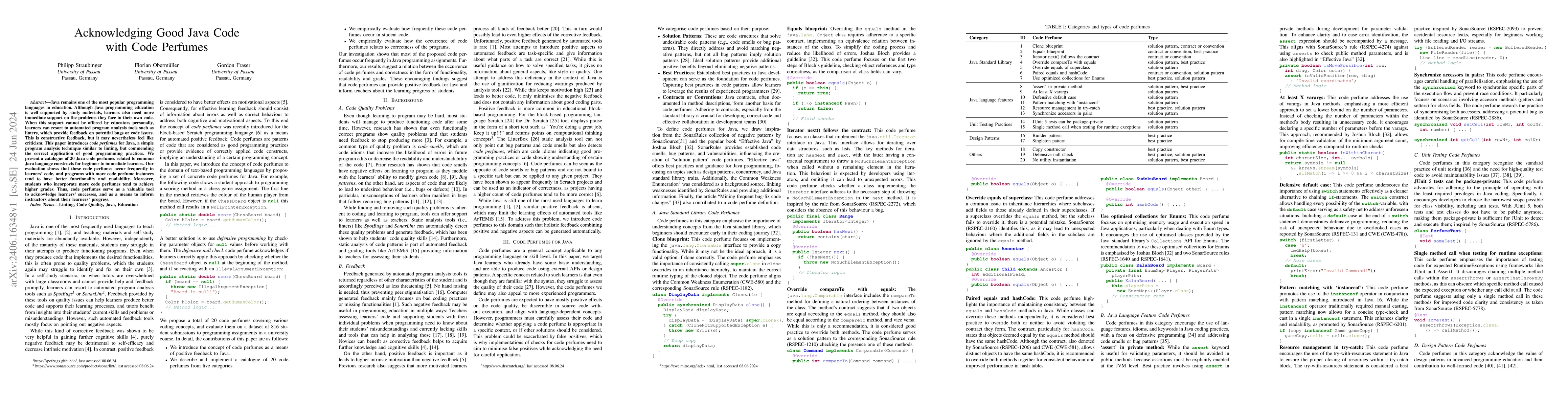 Thumbnail for Acknowledging Good Java Code with Code Perfumes