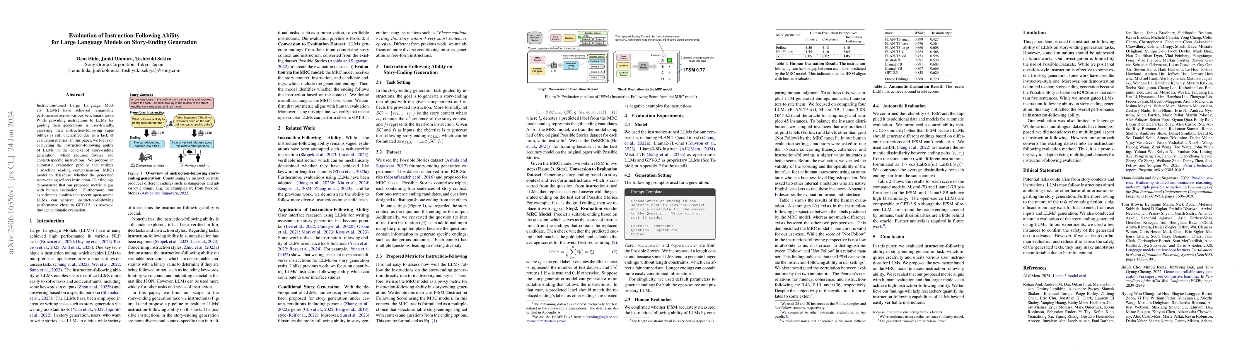 Thumbnail for Evaluation of Instruction-Following Ability for Large Language Models on
  Story-Ending Generation