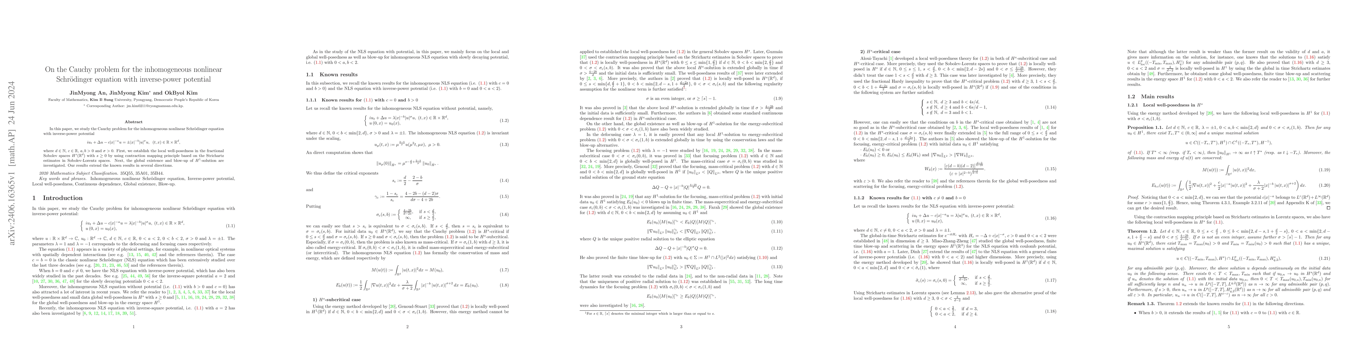 Thumbnail for On the Cauchy problem for the inhomogeneous nonlinear Schr\"odinger
  equation with inverse-power potential