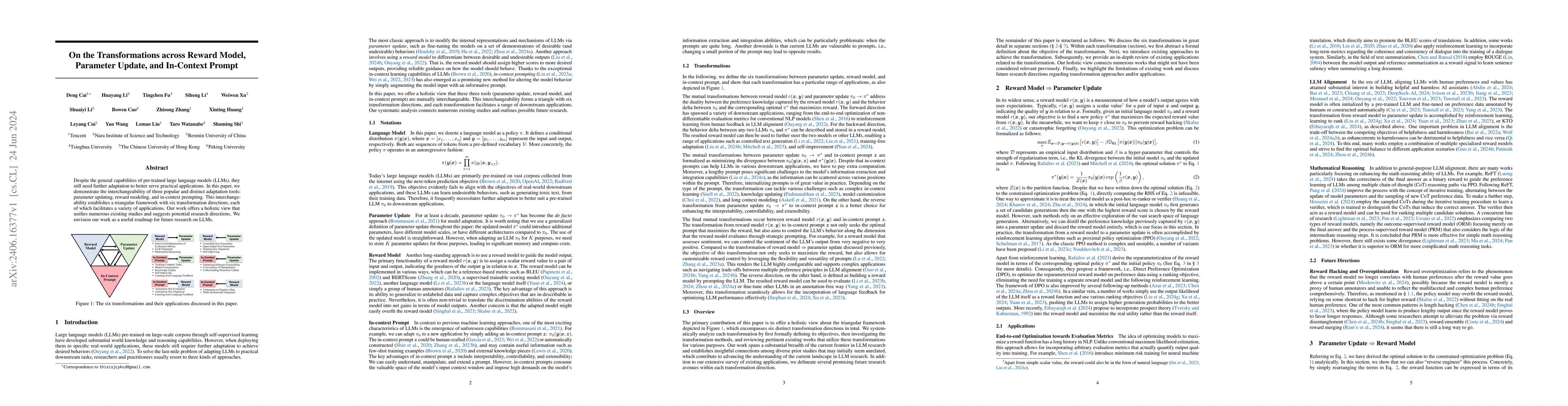 Thumbnail for On the Transformations across Reward Model, Parameter Update, and
  In-Context Prompt