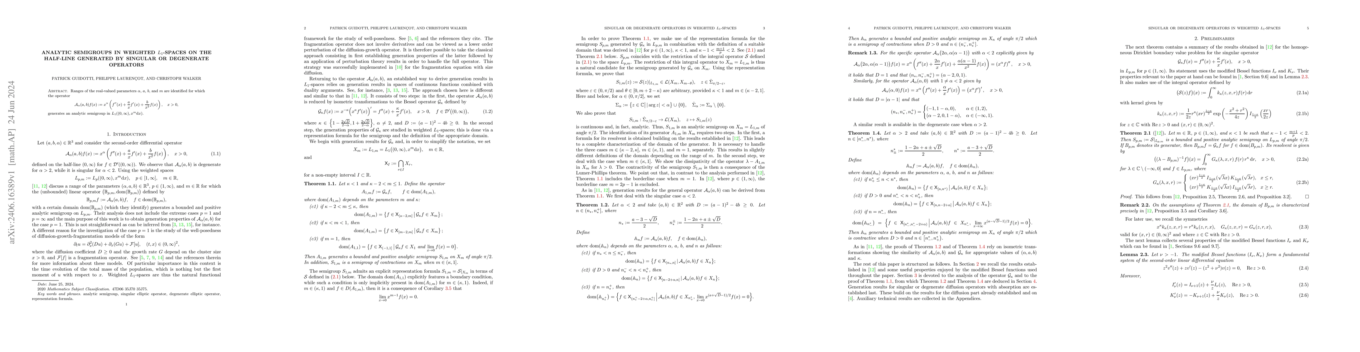 Thumbnail for Analytic semigroups in weighted $L_1$-spaces on the half-line generated
  by singular or degenerate operators
