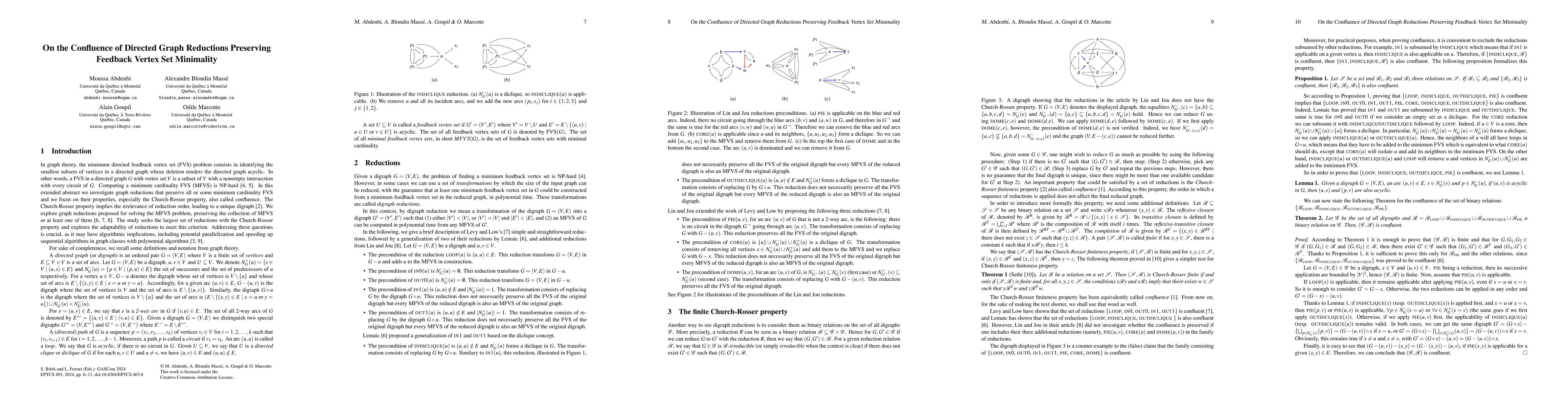 Thumbnail for On the Confluence of Directed Graph Reductions Preserving Feedback
  Vertex Set Minimality