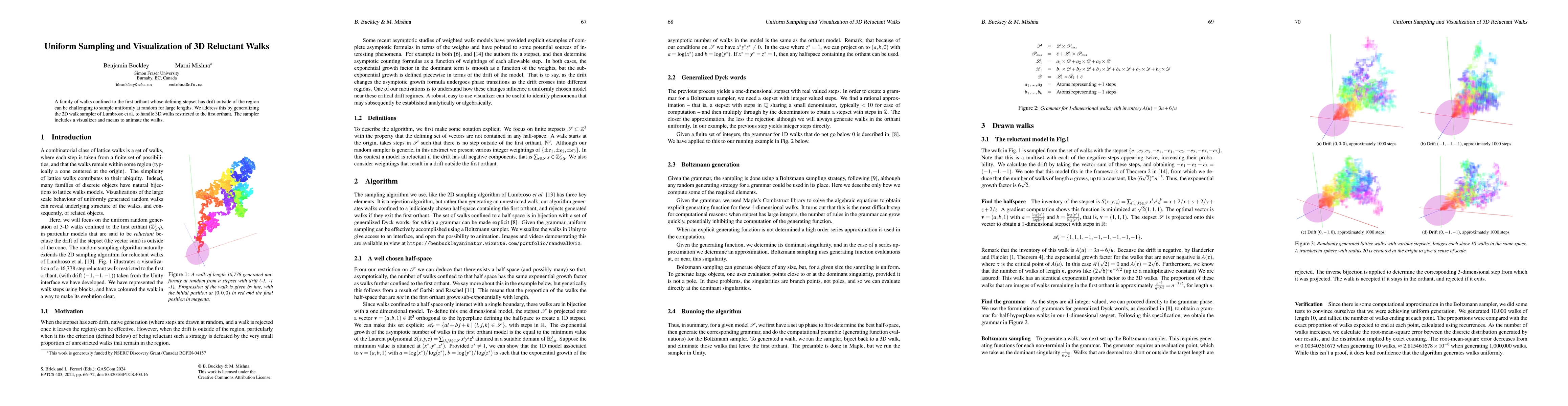 Thumbnail for Uniform Sampling and Visualization of 3D Reluctant Walks