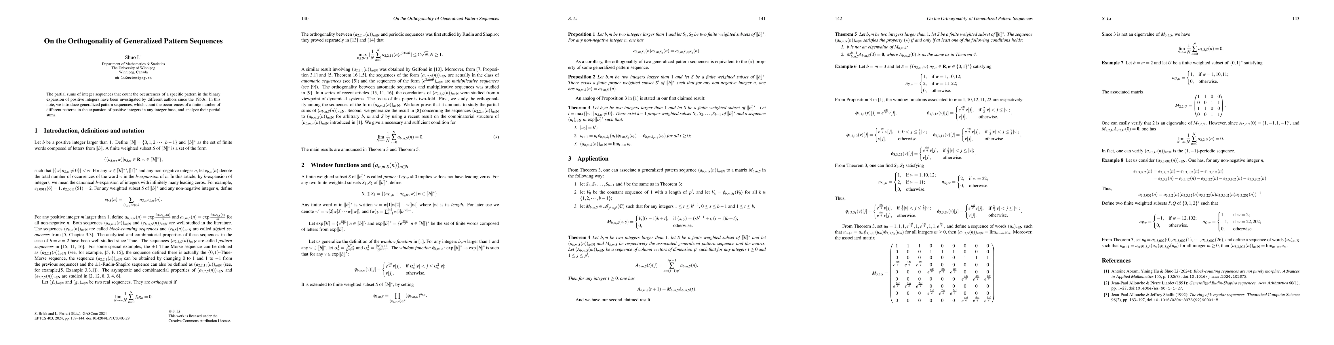 Thumbnail for On the Orthogonality of Generalized Pattern Sequences