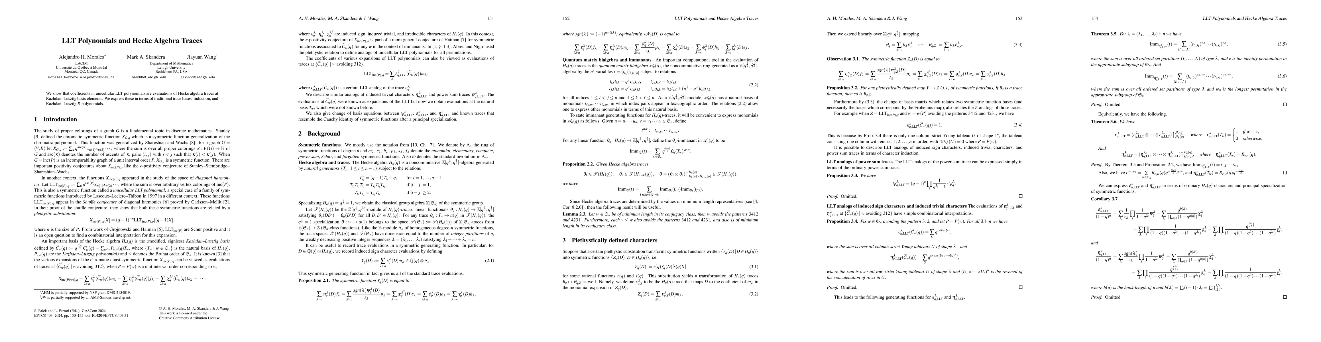 Thumbnail for LLT Polynomials and Hecke Algebra Traces