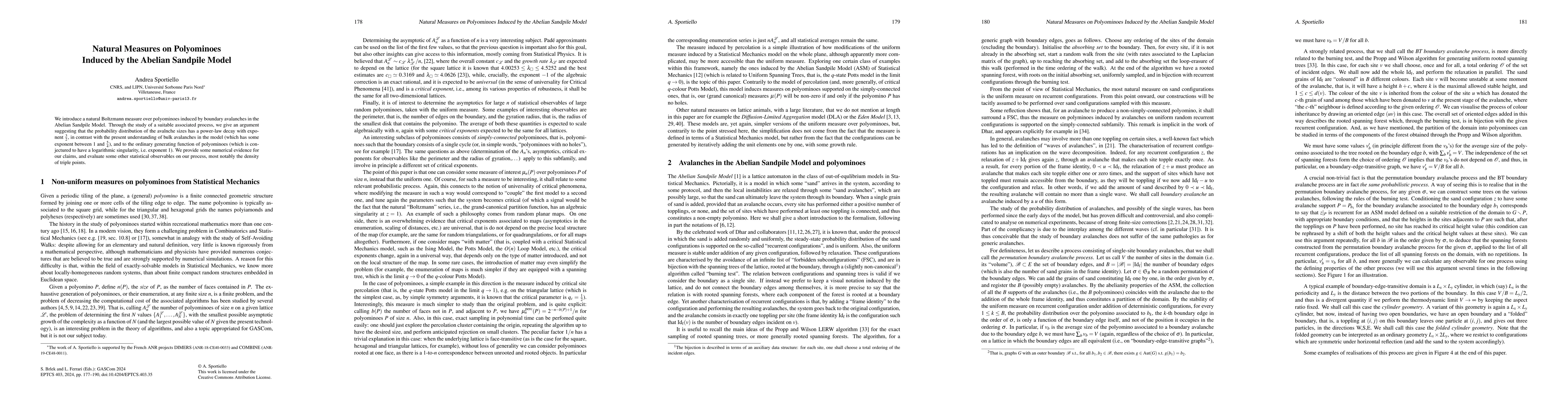 Thumbnail for Natural Measures on Polyominoes Induced by the Abelian Sandpile Model