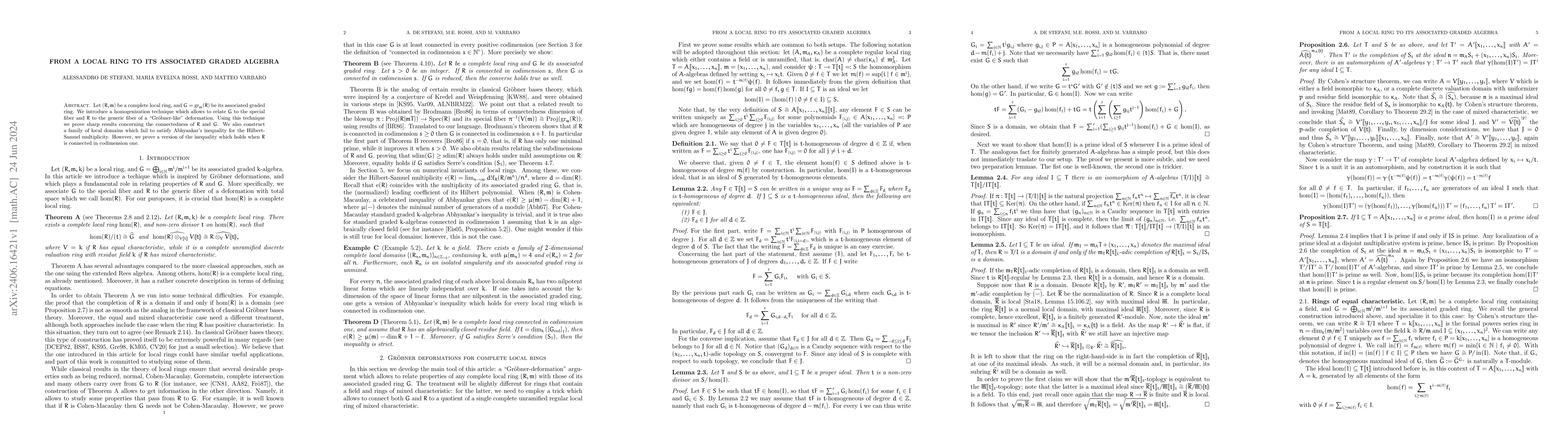 Thumbnail for From a local ring to its associated graded algebra