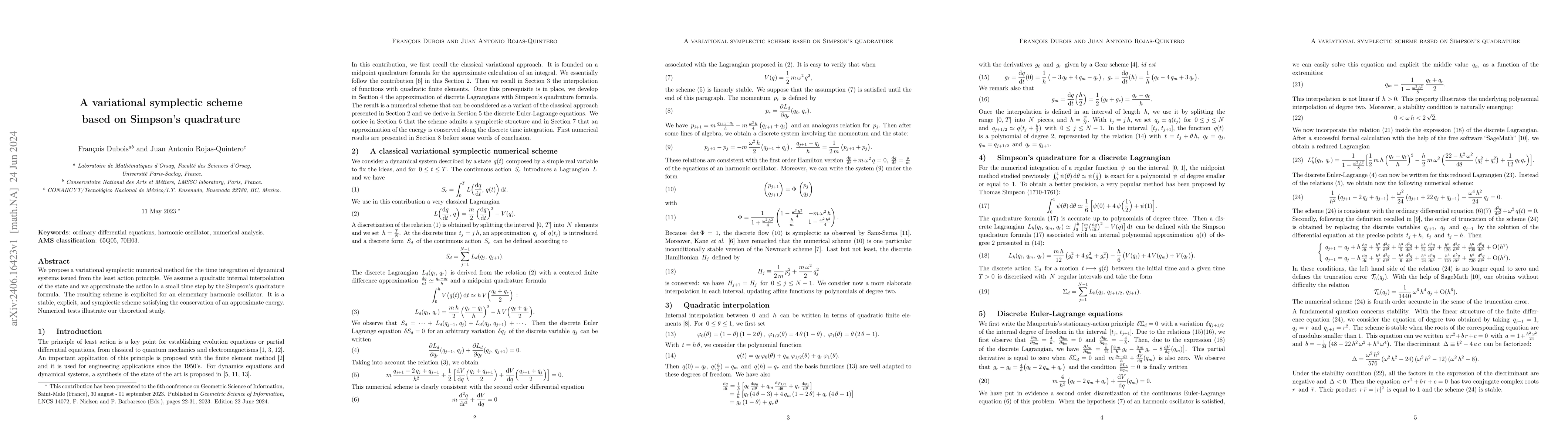 Thumbnail for A variational symplectic scheme based on Simpson's quadrature