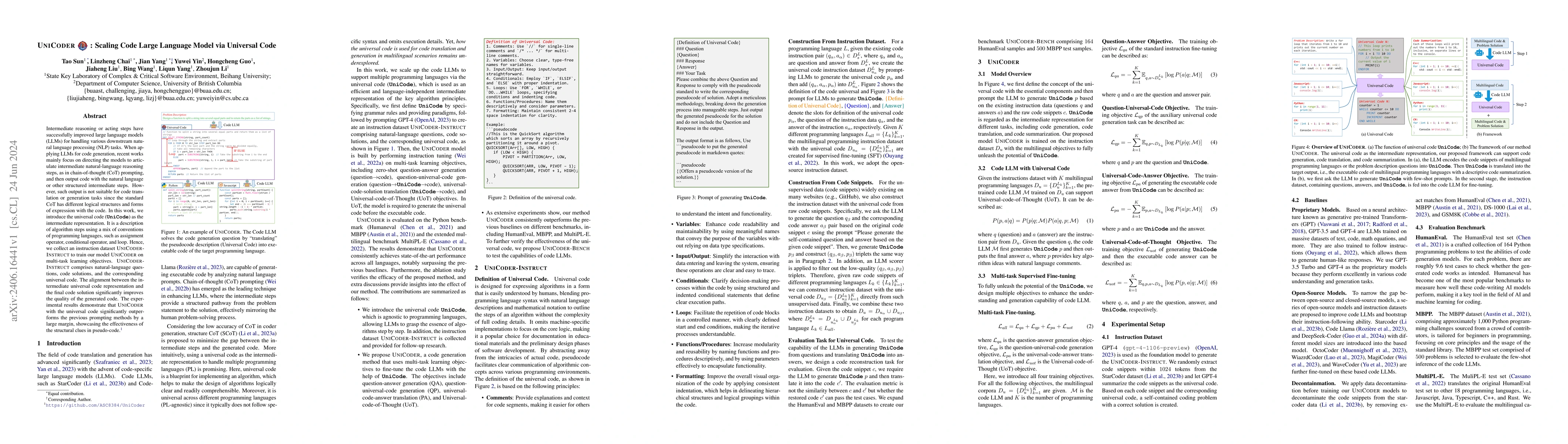 Thumbnail for UniCoder: Scaling Code Large Language Model via Universal Code
