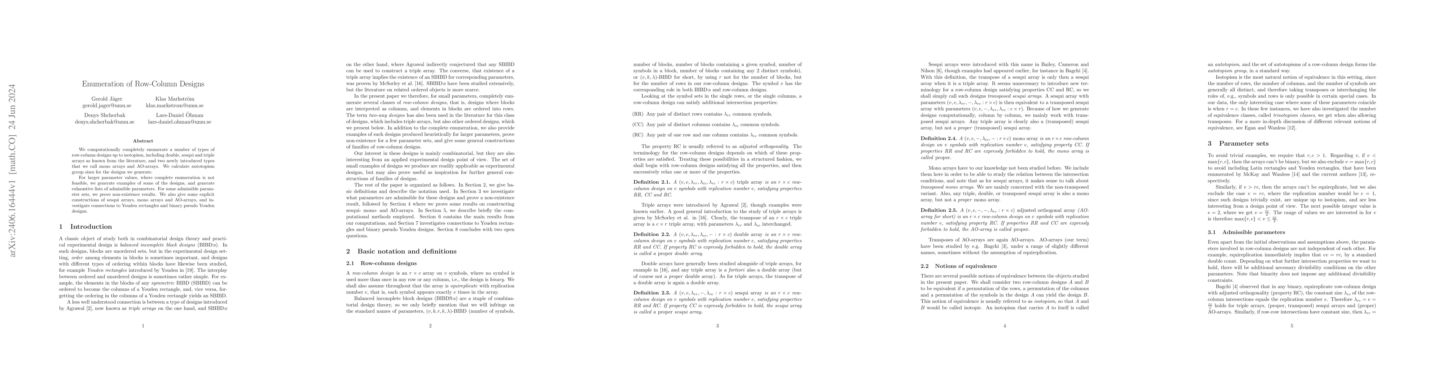 Thumbnail for Enumeration of Row-Column Designs