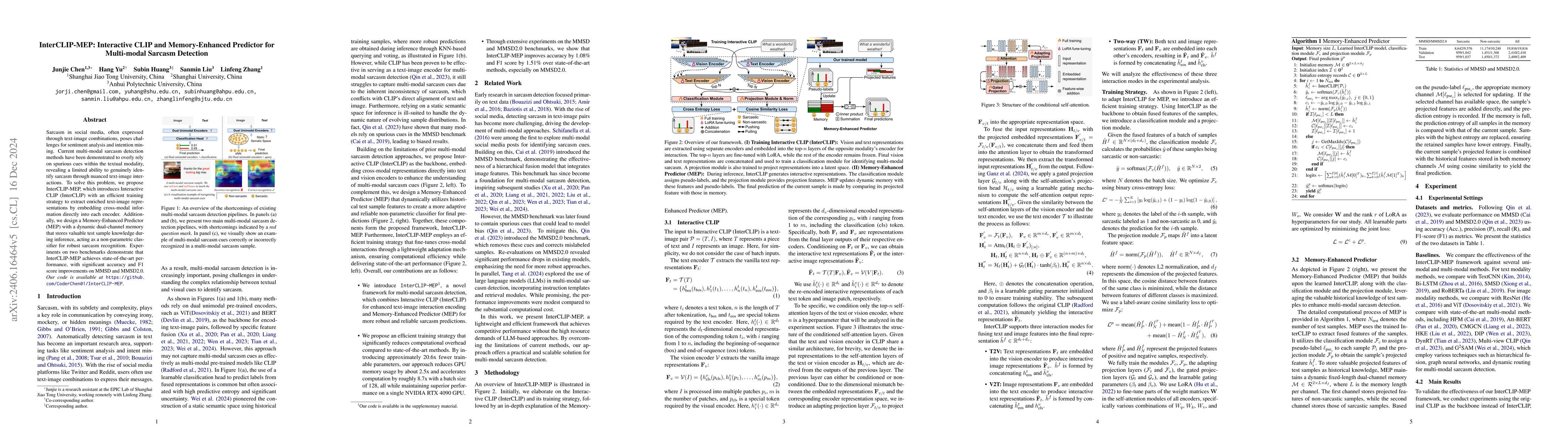 Thumbnail for InterCLIP-MEP: Interactive CLIP and Memory-Enhanced Predictor for
  Multi-modal Sarcasm Detection