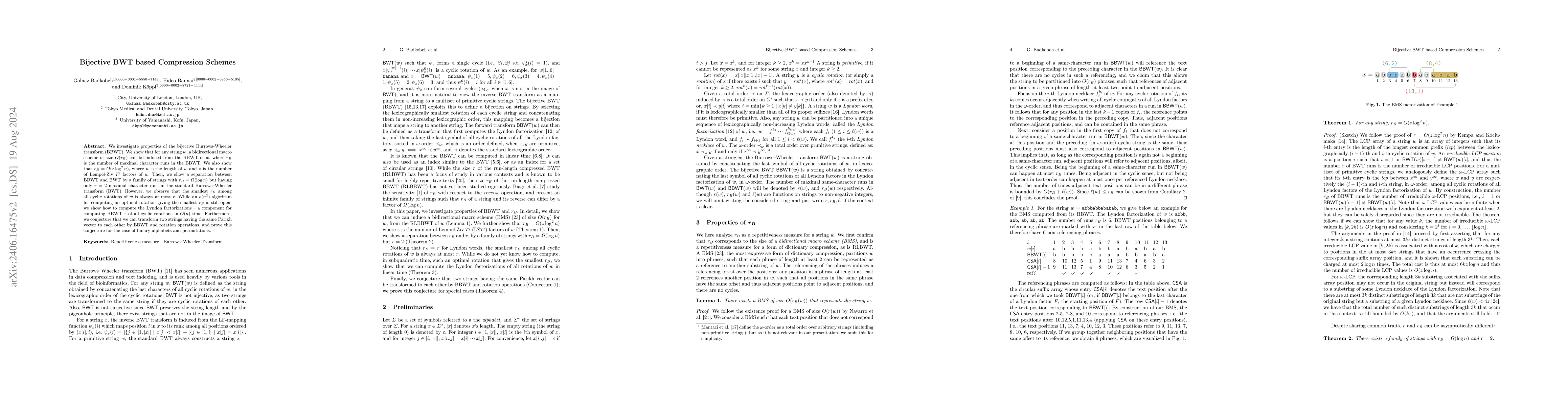 Thumbnail for Bijective BWT based compression schemes