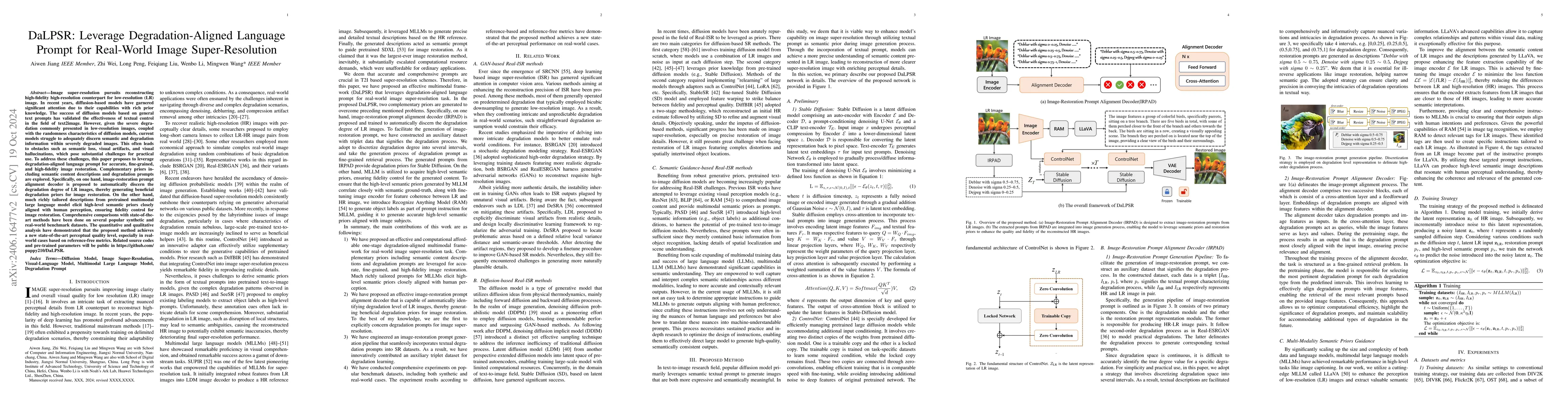 Thumbnail for DaLPSR: Leverage Degradation-Aligned Language Prompt for Real-World
  Image Super-Resolution
