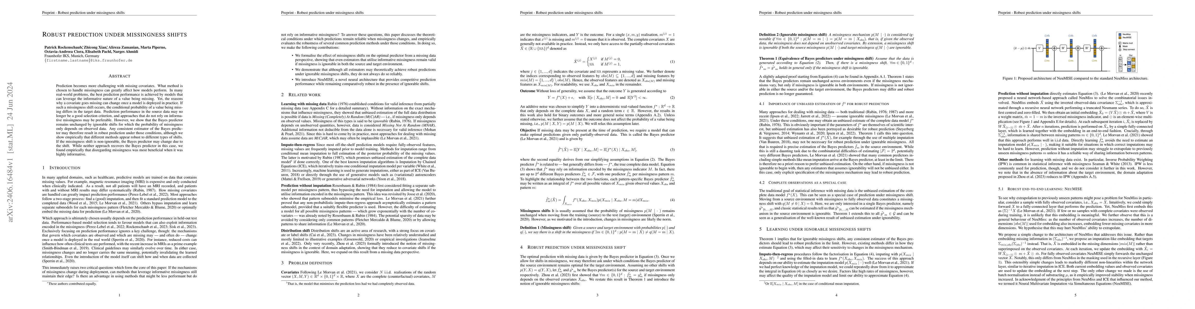 Thumbnail for Robust prediction under missingness shifts