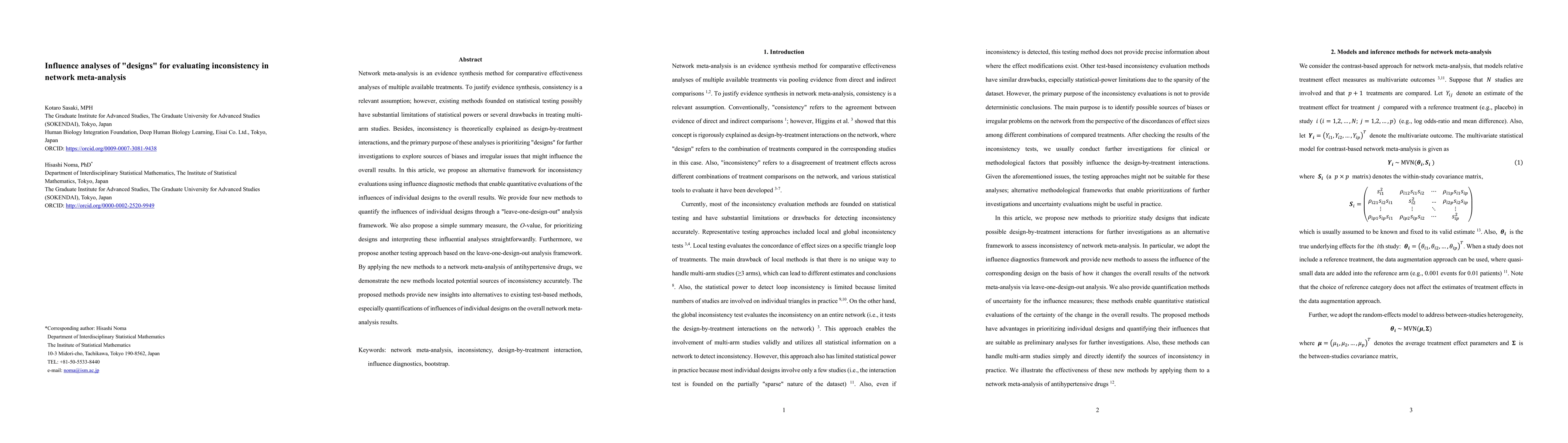 Thumbnail for Influence analyses of "designs" for evaluating inconsistency in network
  meta-analysis