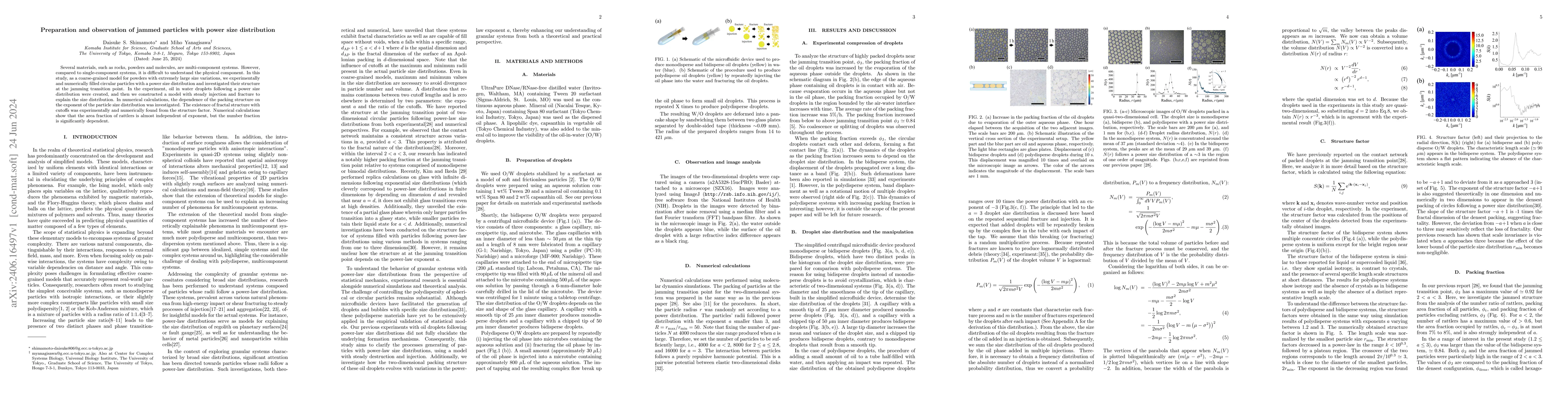 Thumbnail for Preparation and observation of jammed particles with power size
  distribution
