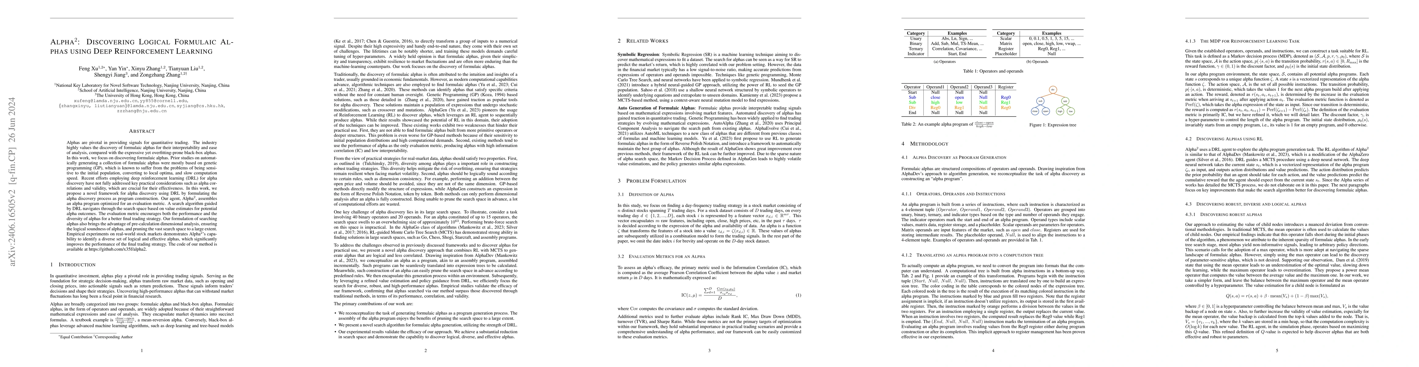 Thumbnail for $\text{Alpha}^2$: Discovering Logical Formulaic Alphas using Deep
  Reinforcement Learning