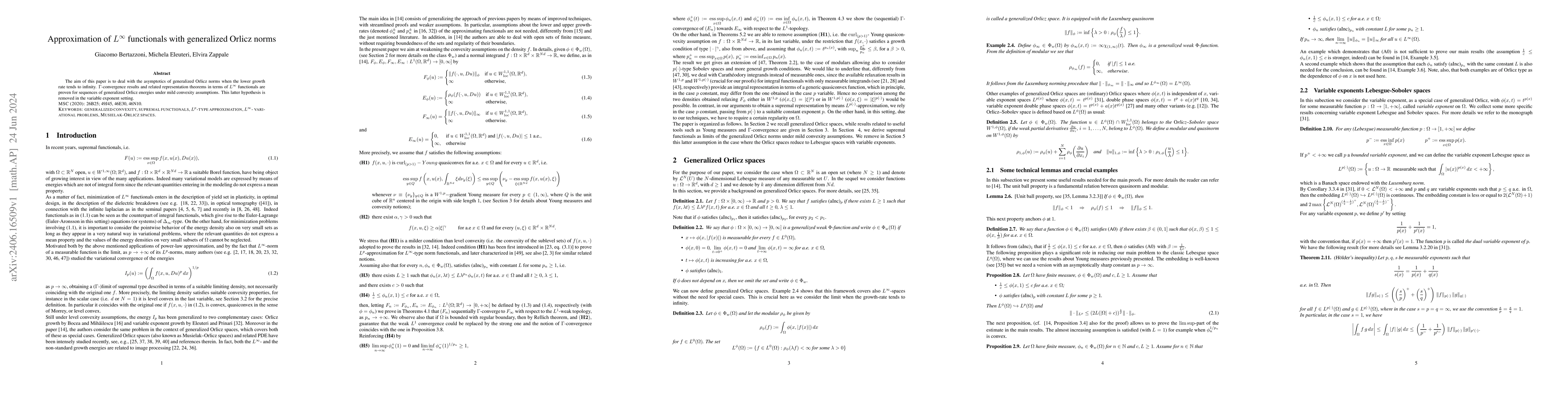 Thumbnail for Approximation of $L^\infty$ functionals with generalized Orlicz norms