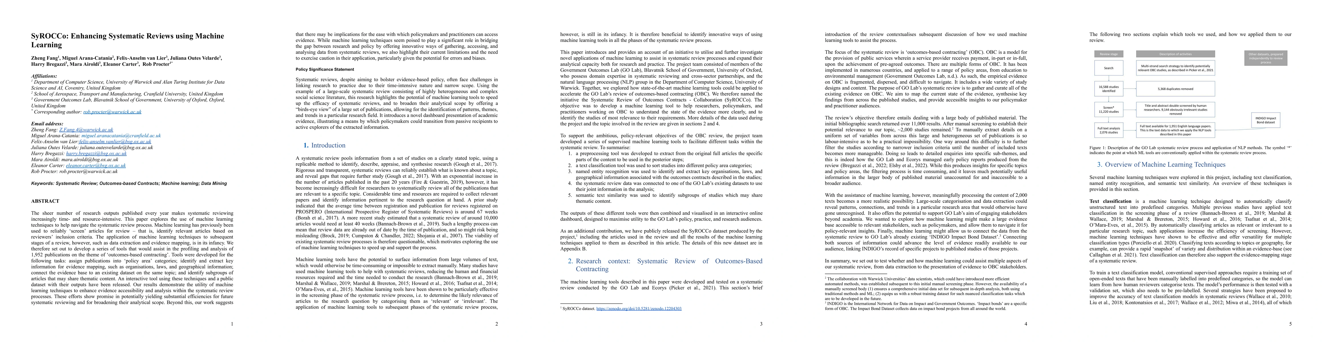 Thumbnail for SyROCCo: Enhancing Systematic Reviews using Machine Learning