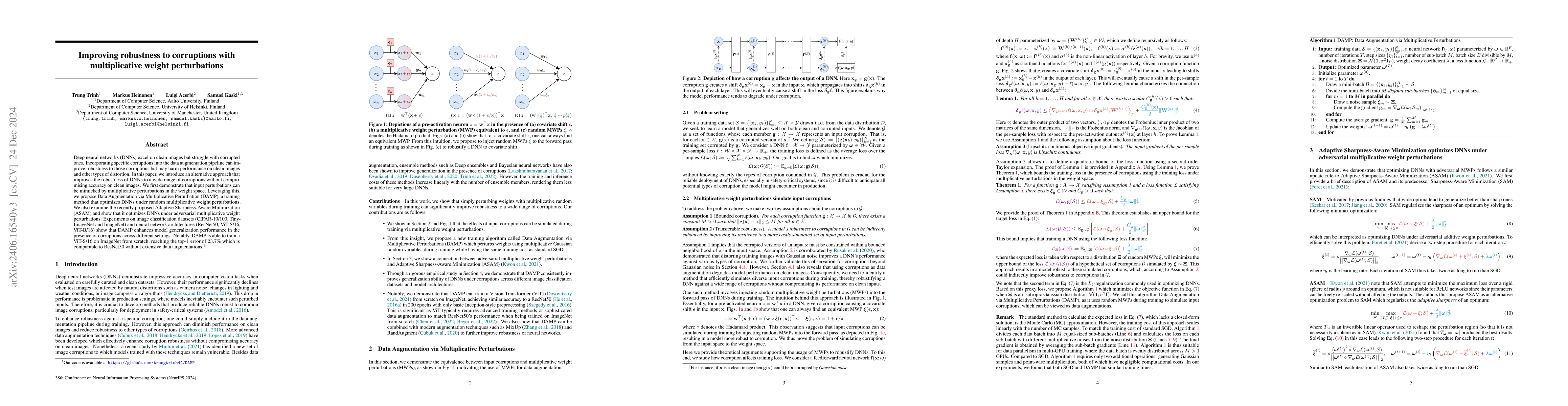 Thumbnail for Improving robustness to corruptions with multiplicative weight
  perturbations