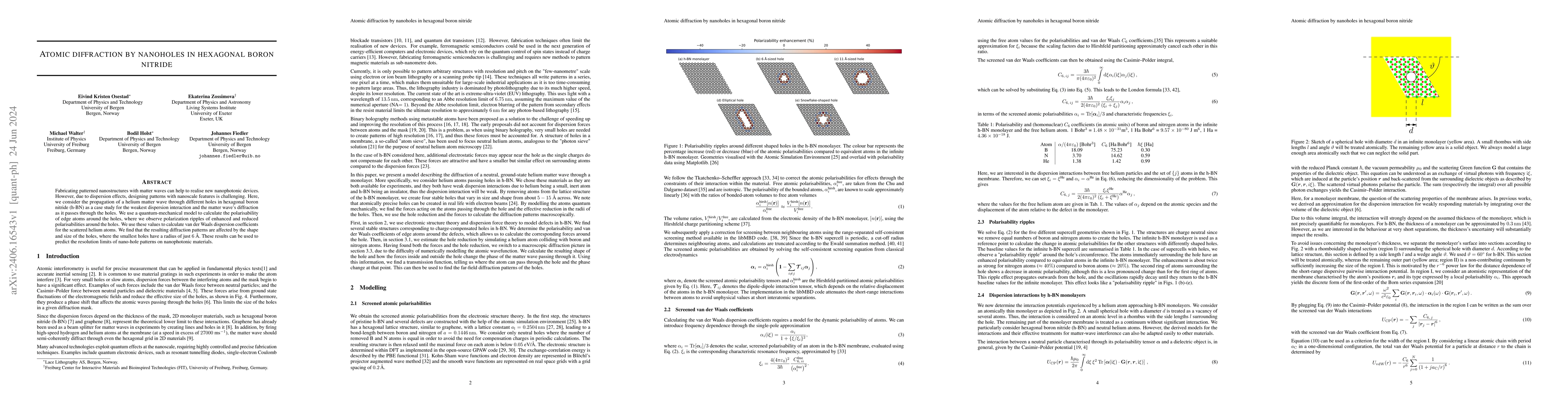 Thumbnail for Atomic diffraction by nanoholes in hexagonal boron nitride