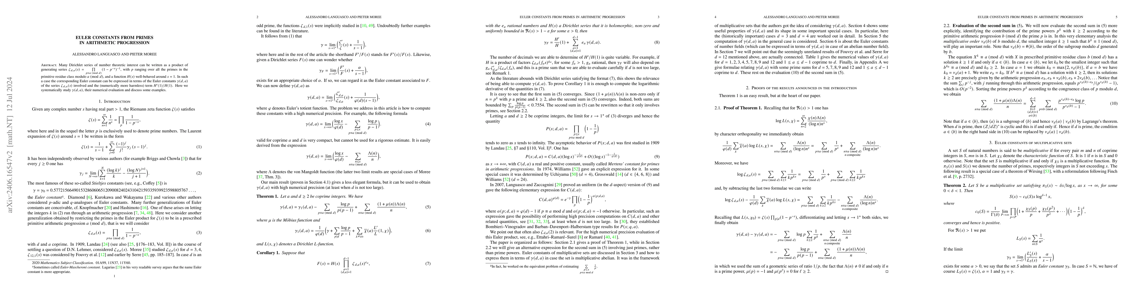 Thumbnail for Euler constants from primes in arithmetic progression