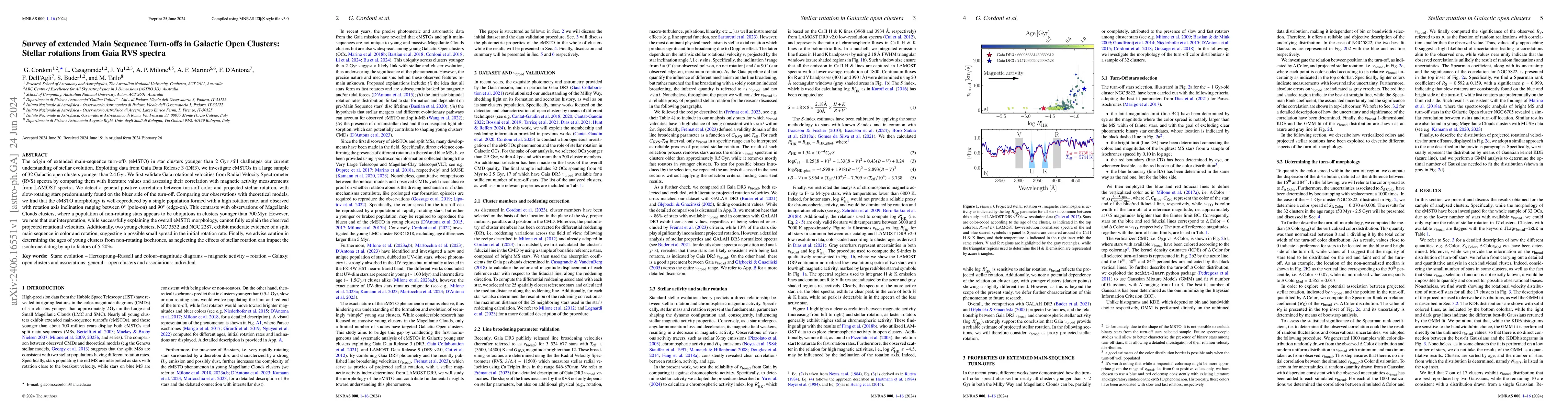 Thumbnail for Survey of extended Main Sequence Turn-offs in Galactic Open Clusters:
  Stellar rotations from Gaia RVS spectra