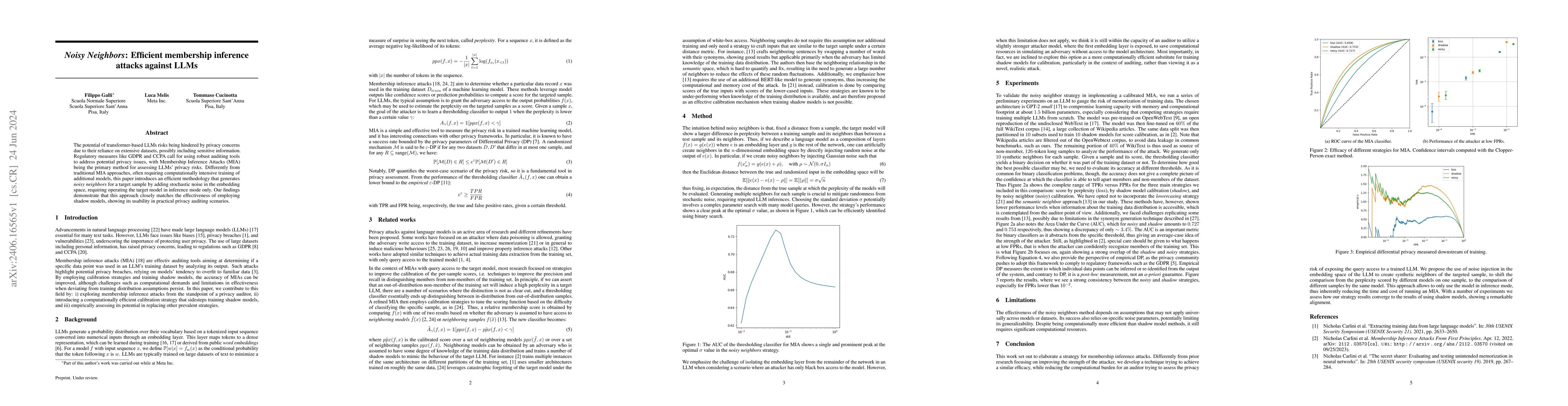 Thumbnail for Noisy Neighbors: Efficient membership inference attacks against LLMs
