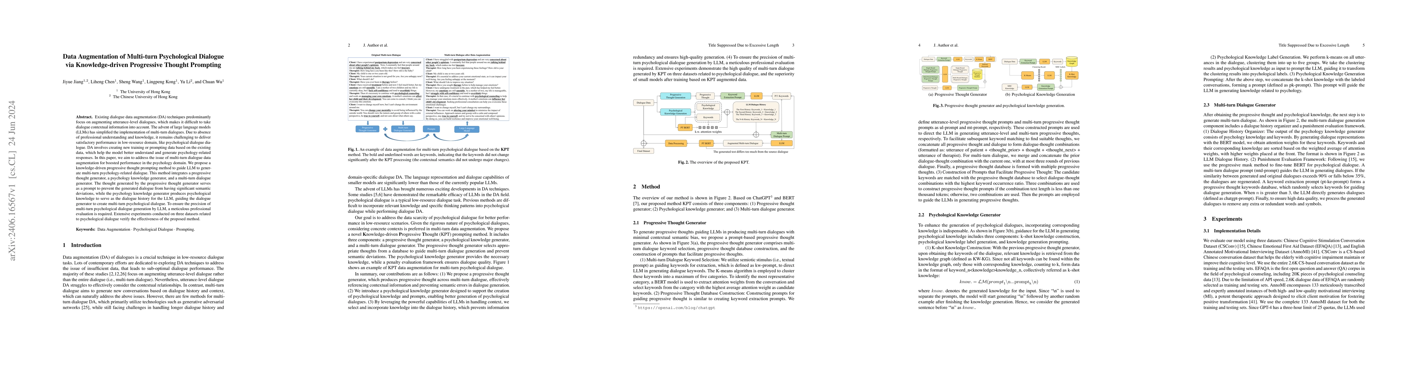 Thumbnail for Data Augmentation of Multi-turn Psychological Dialogue via
  Knowledge-driven Progressive Thought Prompting