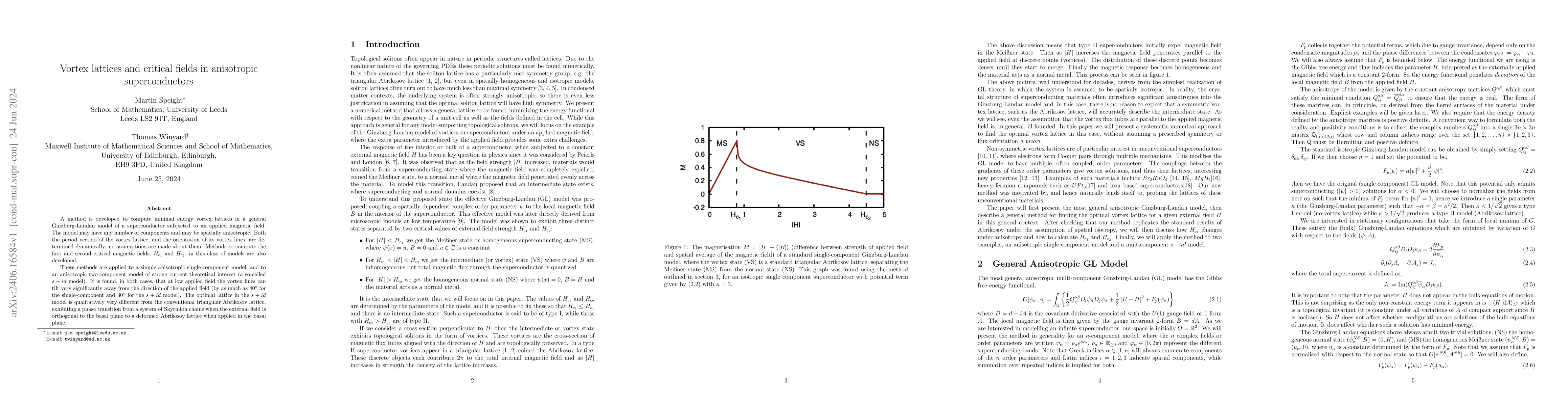 Thumbnail for Vortex lattices and critical fields in anisotropic superconductors