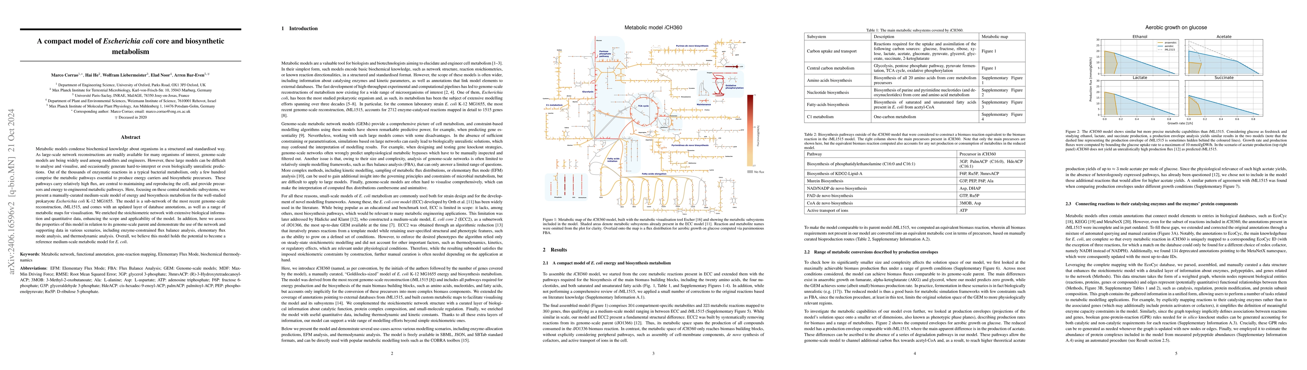 Thumbnail for A compact model of Escherichia coli core and biosynthetic metabolism