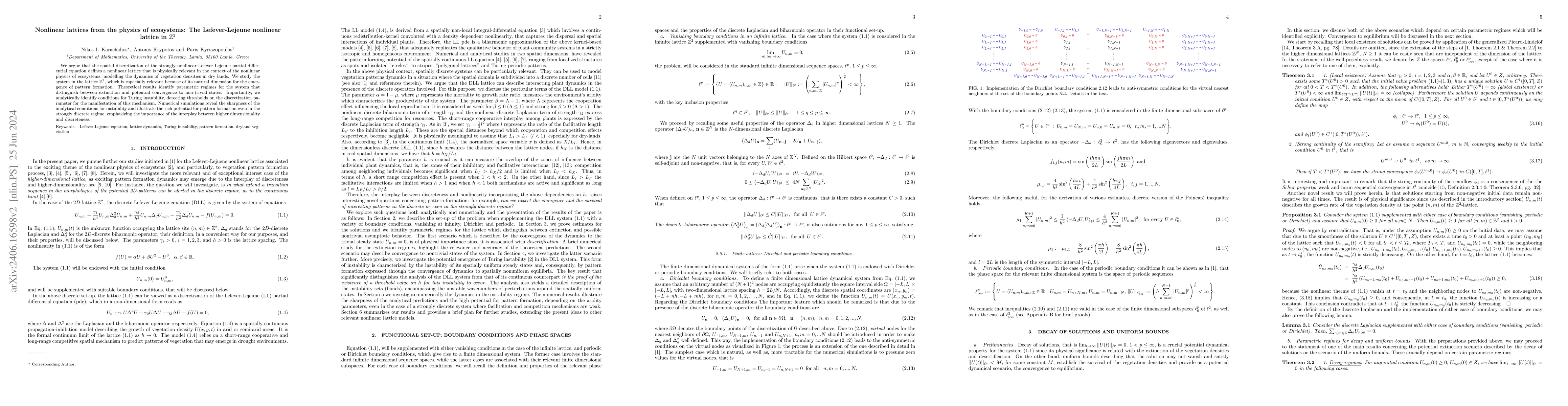 Thumbnail for Nonlinear lattices from the physics of ecosystems: The Lefever-Lejeune
  nonlinear lattice in $\mathbb{Z}^2$