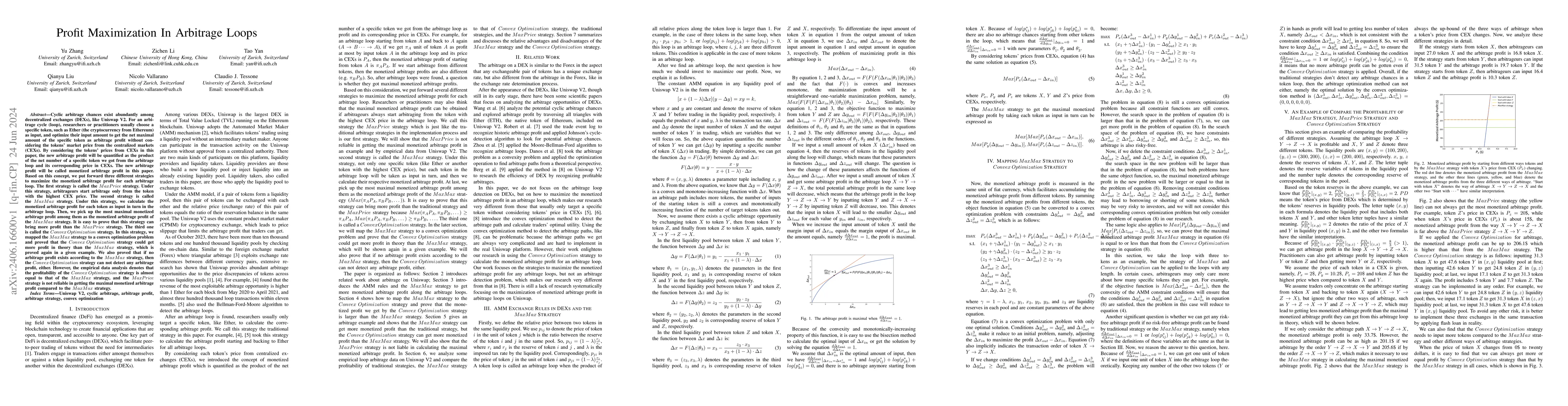 Thumbnail for Profit Maximization In Arbitrage Loops