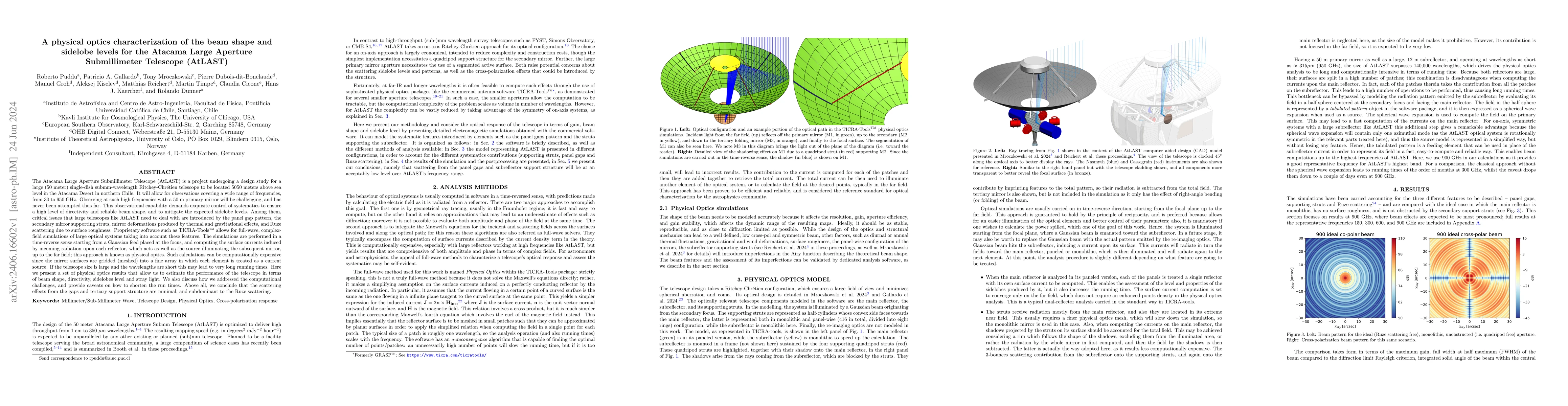 Thumbnail for A physical optics characterization of the beam shape and sidelobe levels
  for the Atacama Large Aperture Submillimeter Telescope (AtLAST)
