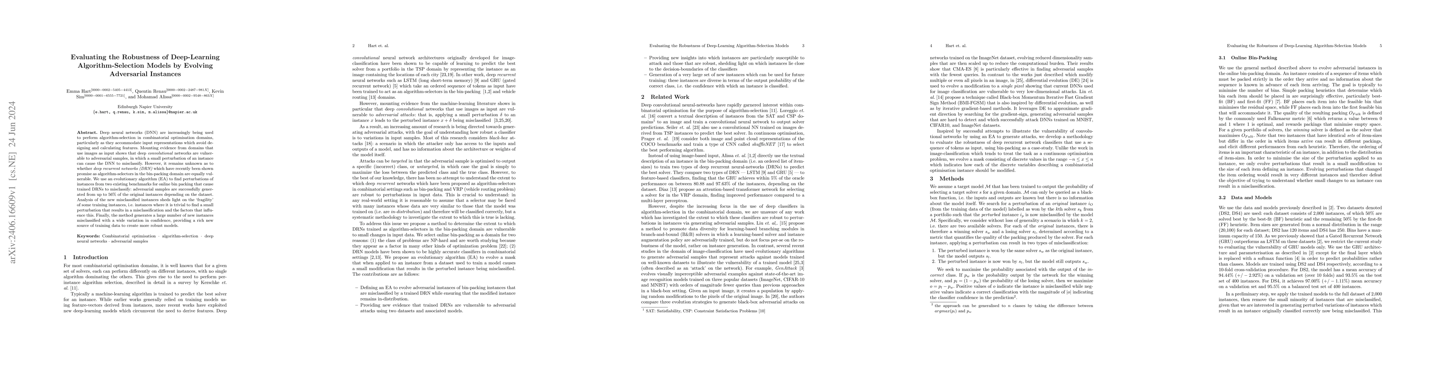 Thumbnail for Evaluating the Robustness of Deep-Learning Algorithm-Selection Models by
  Evolving Adversarial Instances