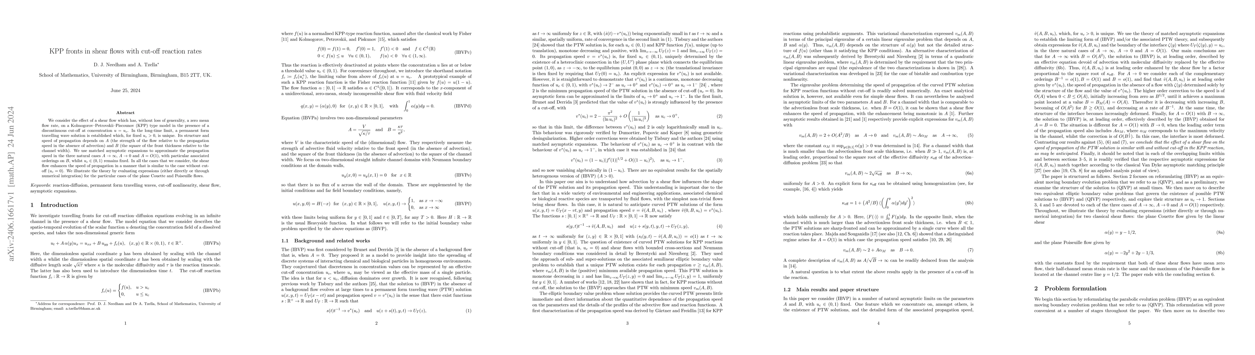 Thumbnail for KPP fronts in shear flows with cut-off reaction rates