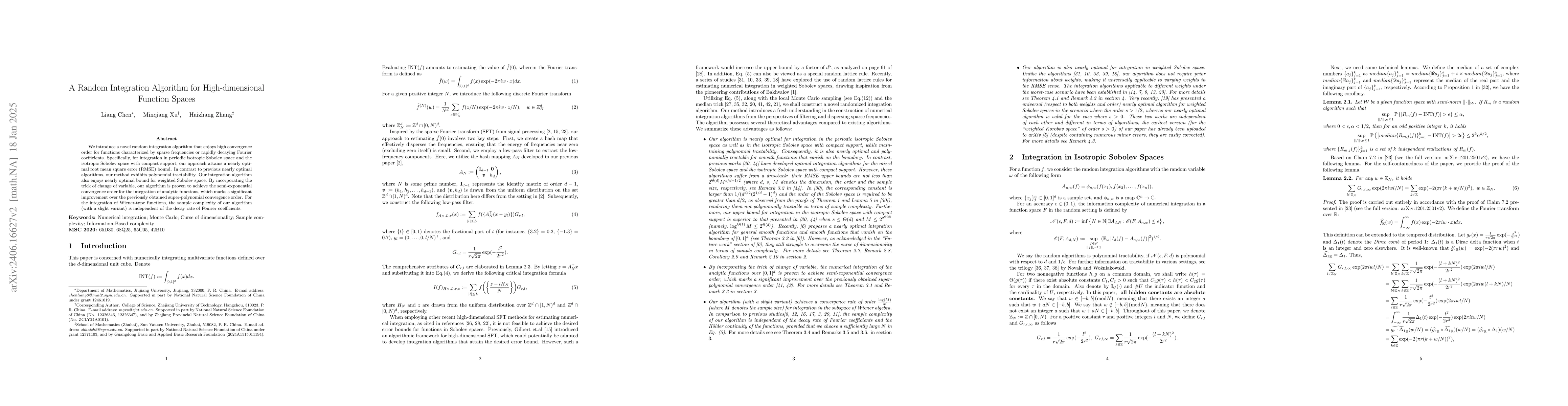 Thumbnail for A Random Integration Algorithm for High-dimensional Function Spaces