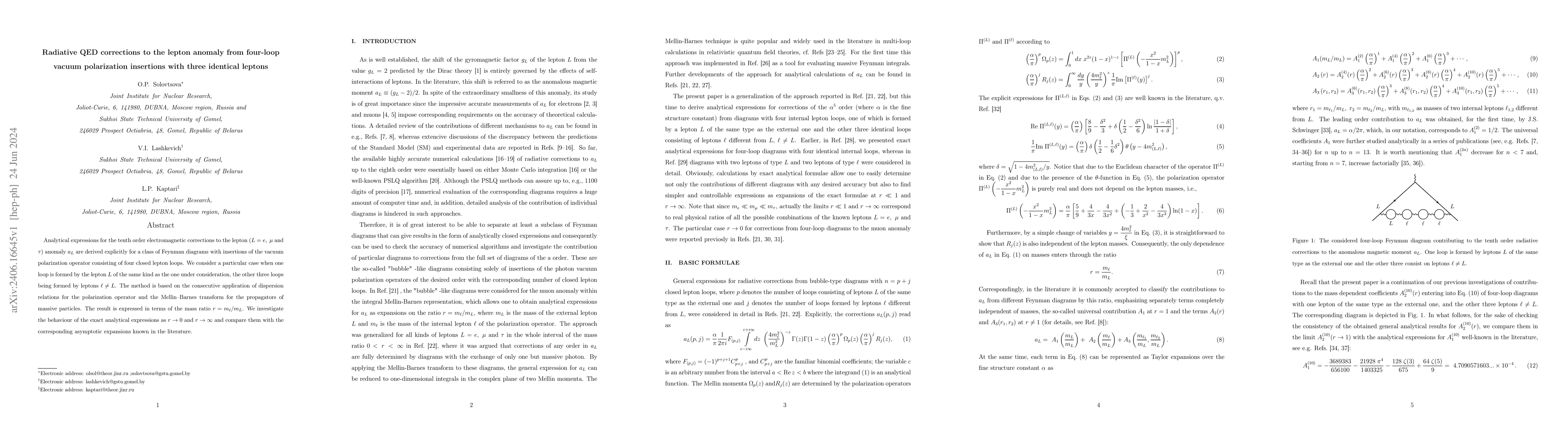 Thumbnail for Radiative QED corrections to the lepton anomaly from four-loop vacuum
  polarization insertions with three identical leptons