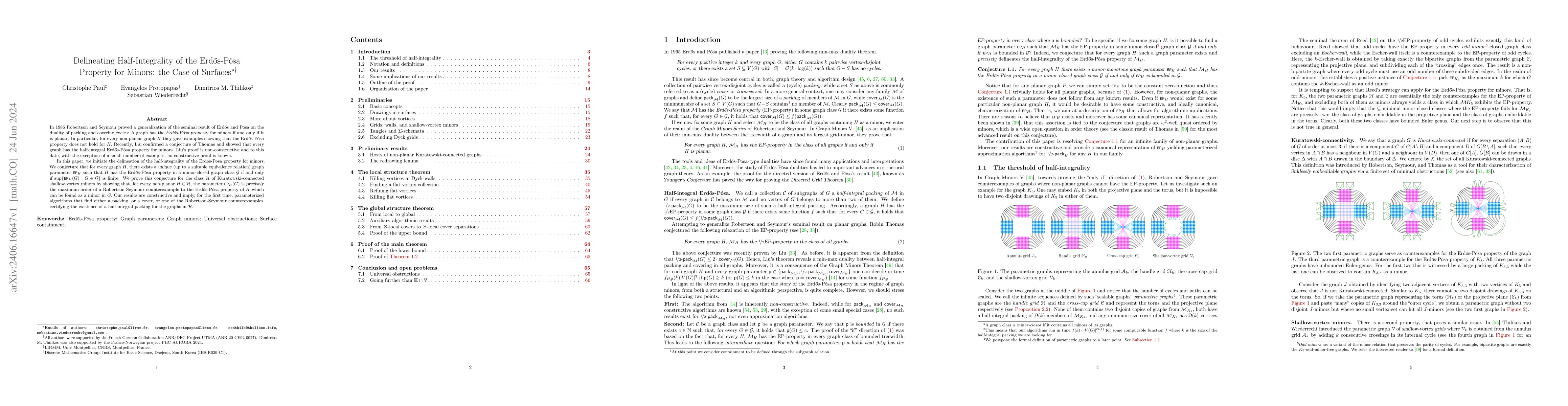 Thumbnail for Delineating Half-Integrality of the Erd\H{o}s-P\'osa Property for
  Minors: the Case of Surfaces