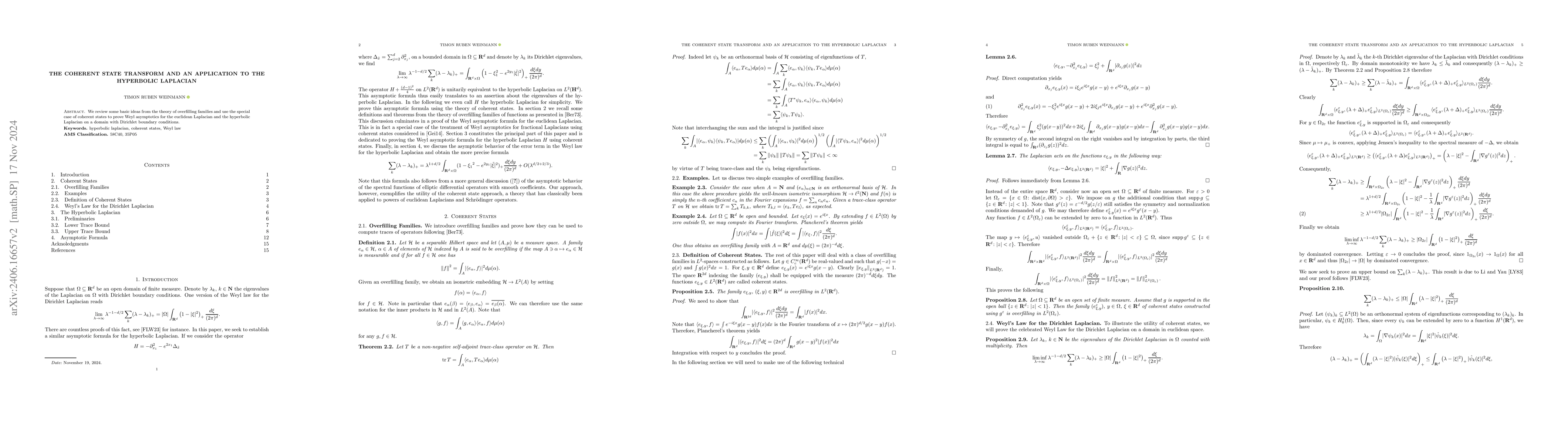 Thumbnail for The Coherent State Transform and an Application to the Hyperbolic
  Laplacian